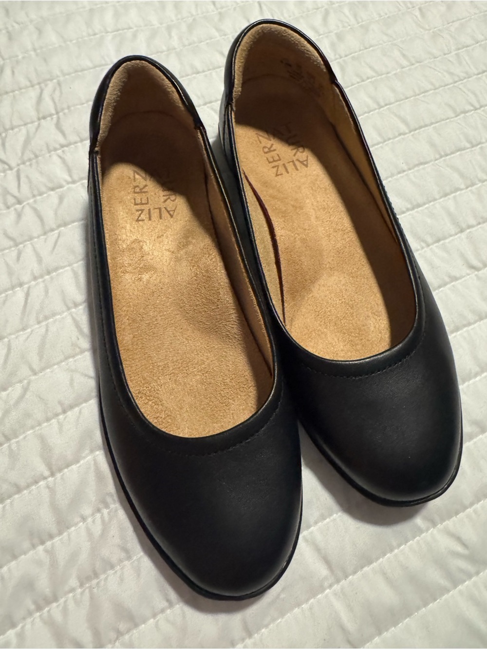 naturalizer black leather comfort ballet flats women’s size 5.5